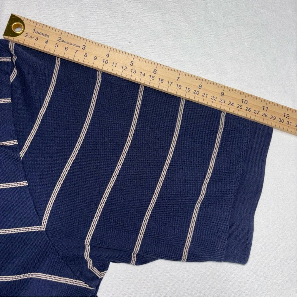 Ralph Lauren Golf Polo Men Extra Large Blue Tan Color Stripe Pima Cotton Shirt